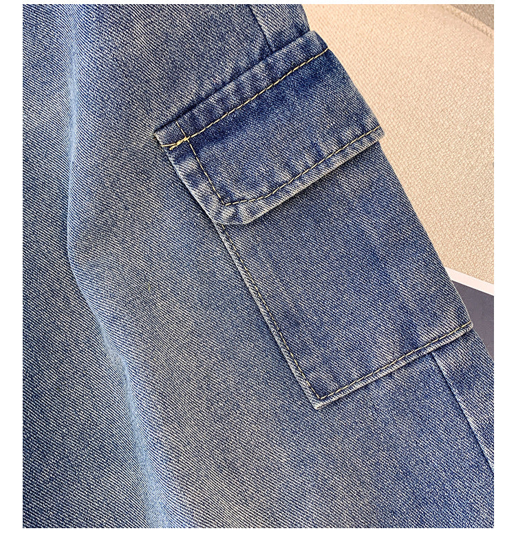 Plus-size Womens Workwear High-waist Straight-leg Denim Jeans