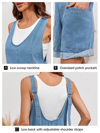 Summer Wide-pocket Loose Casual Convertible-cuff Jumpsuit