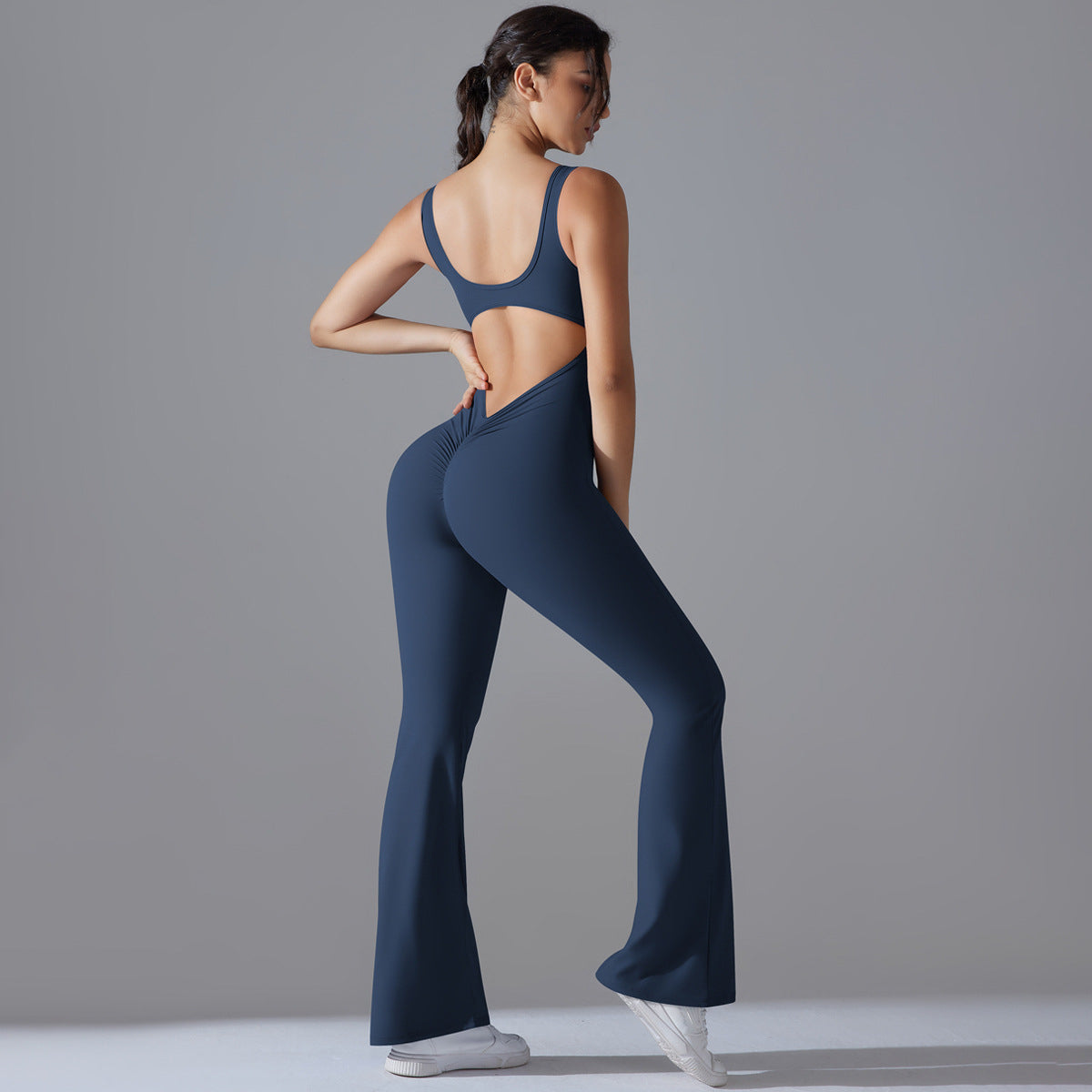Beauty Back Hip Lifting Long Slim Wide Leg Jumpsuit