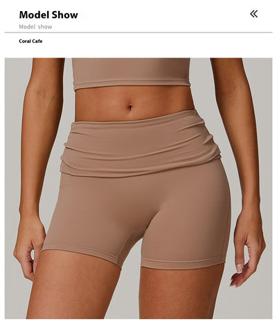 Fold High-waist Quick-drying Yoga Shorts Women's Sports