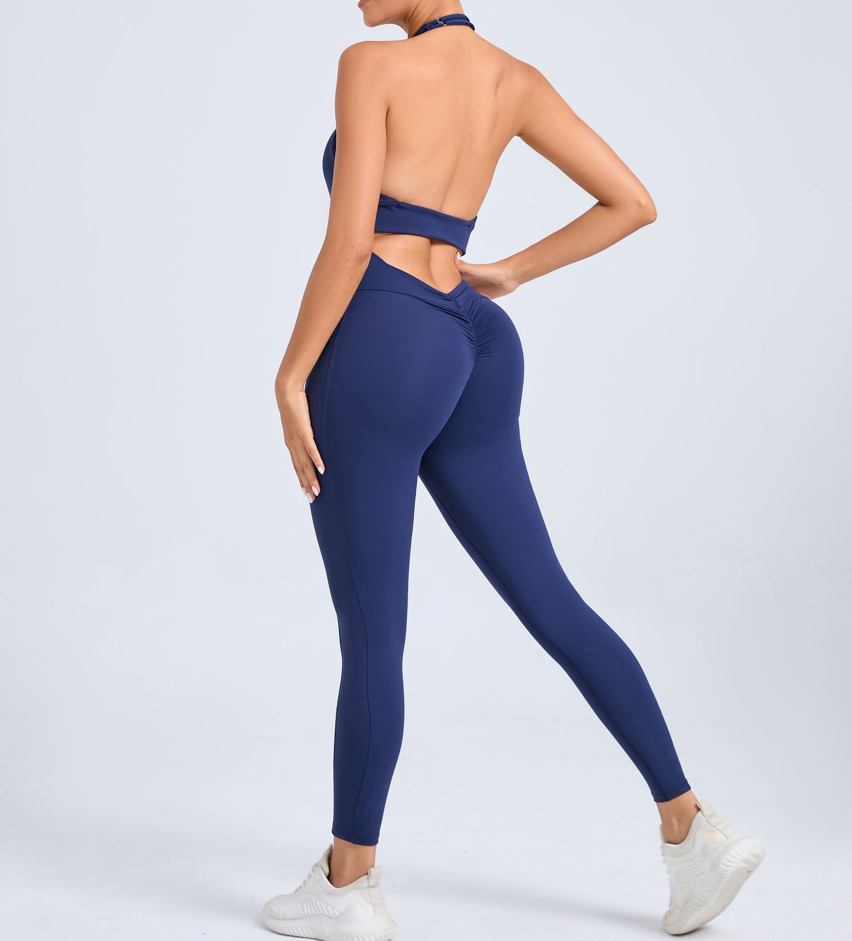 European And American Halter Side Pockets Yoga Jumpsuit