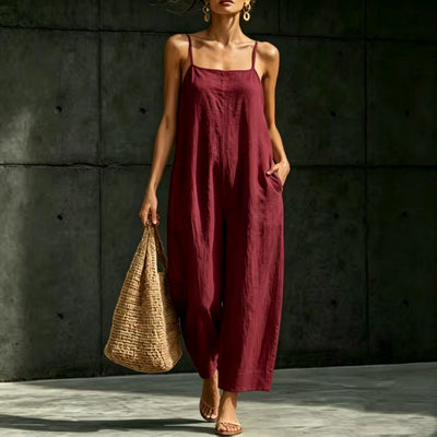 Springsummer Strap Jumpsuit Loose-fit Simple And Elegant Sleeveless