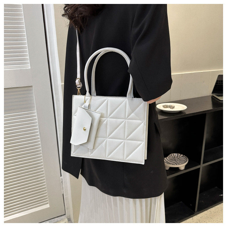 Fashion Plaid Shoulder With Small Wallet Simple Elegant Portable Square Tots Women's Handbag