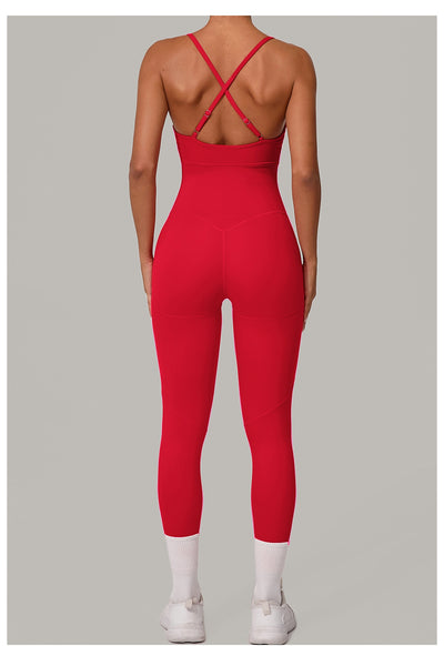 Women's Solid Color Casual Cross Back Summer Jumpsuit