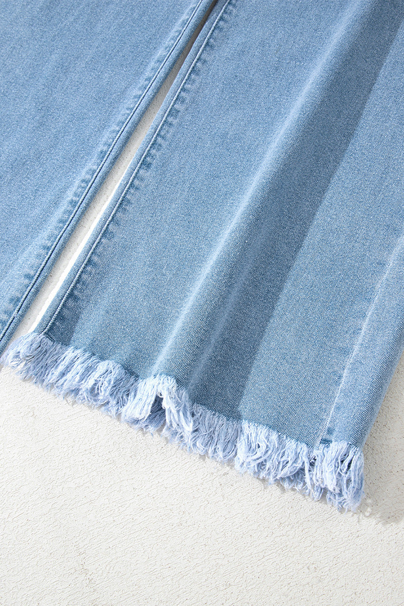 European And American Leisure Versatile High Waist Zipper Jeans