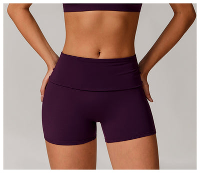 Fold High-waist Quick-drying Yoga Shorts Women's Sports