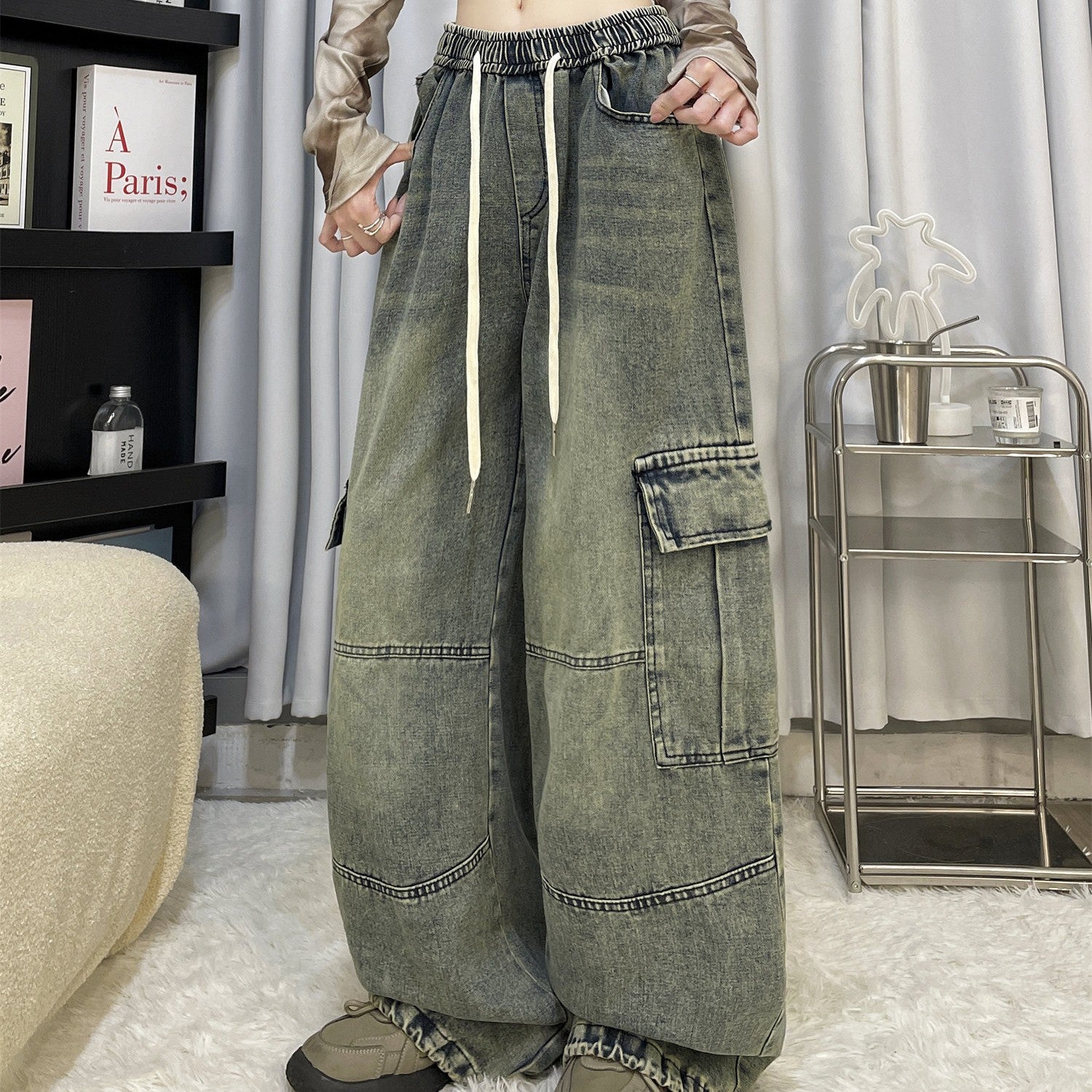 Cool Drag Girl American Retro Wide-leg Jeans