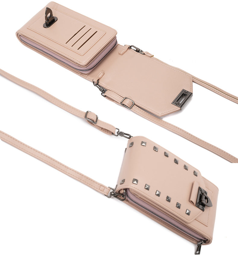 Rivet Design Shoulder Bags Mobile Phone Handbag Solid Color Crossbody Bags Women