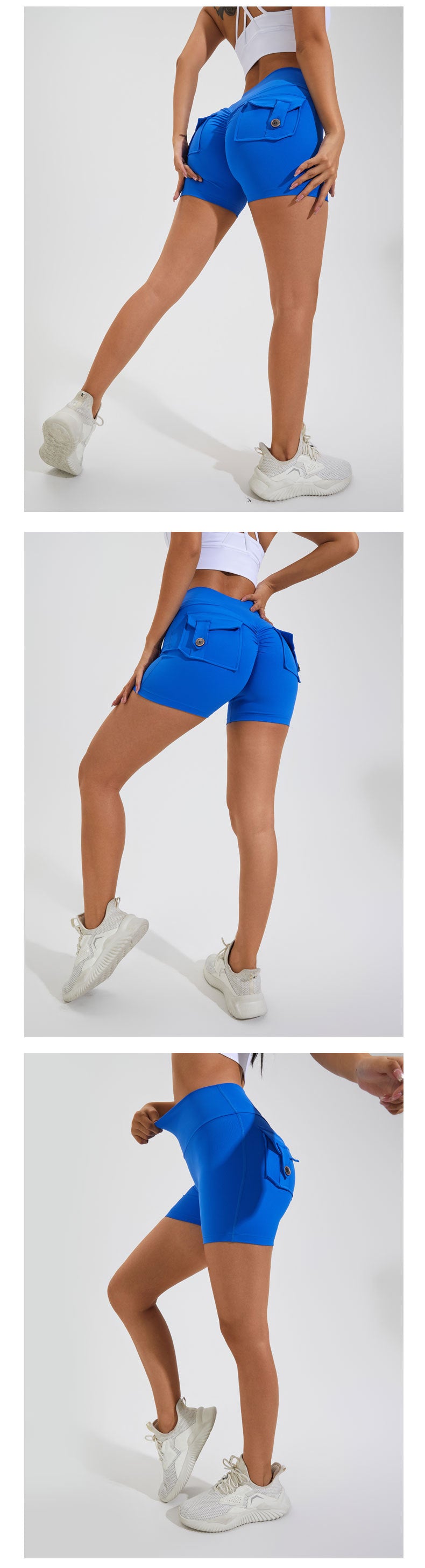 High Waist Hip Lifting Shorts With Pockets Quick Dry Yoga Fitness Sports Pants Summer Women Clothes