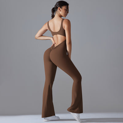 Beauty Back Hip Lifting Long Slim Wide Leg Jumpsuit
