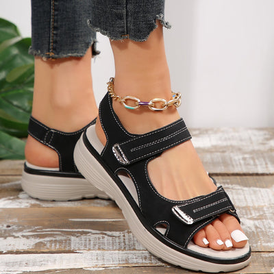 Casual Velcro-design Sandals Summer Comfortable Fish Mouth Sports Sandals Women Lightweight Beach Shoes
