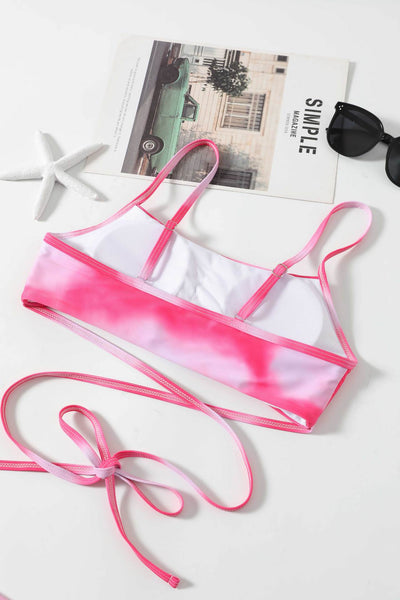 3pcs Tie Dye Print Bikini With Short Skirt Summer Beach Sexy Swimwear Womens Clothing