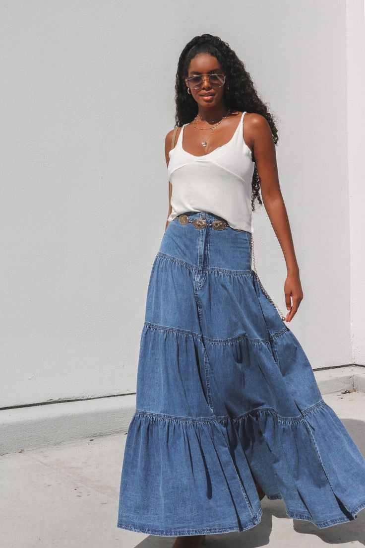 Low Waist Distressed Vacation Style Cake All-matching Jeans Skirt