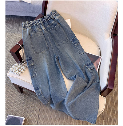 Plus-size Womens Workwear High-waist Straight-leg Denim Jeans