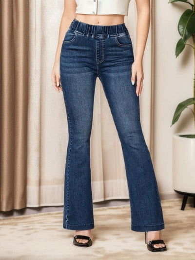 Women's High Stretch Jeans Slim Fit Hip Raise Bootcut Trousers