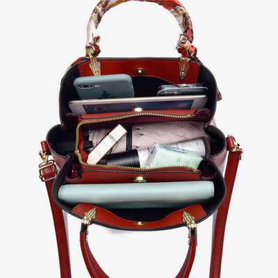 Women's Shoulder Bag With Leaf Pendant Fashion Silk Scarf Handbag