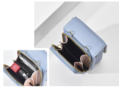 Flowers Embroidery Mobile Phone Bags For Women Ins Fashion Crossbody Shoulder Bag Ladies Long Wallet
