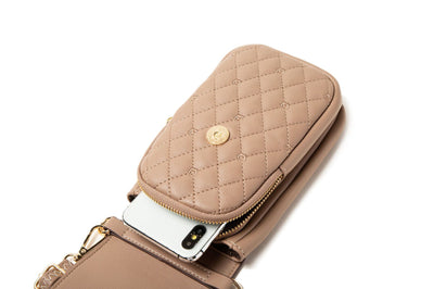 Plaid Sewing Design Mobile Phone Bags For Women Simple Buckle Multifunctional Crossbody Shoulder Bag