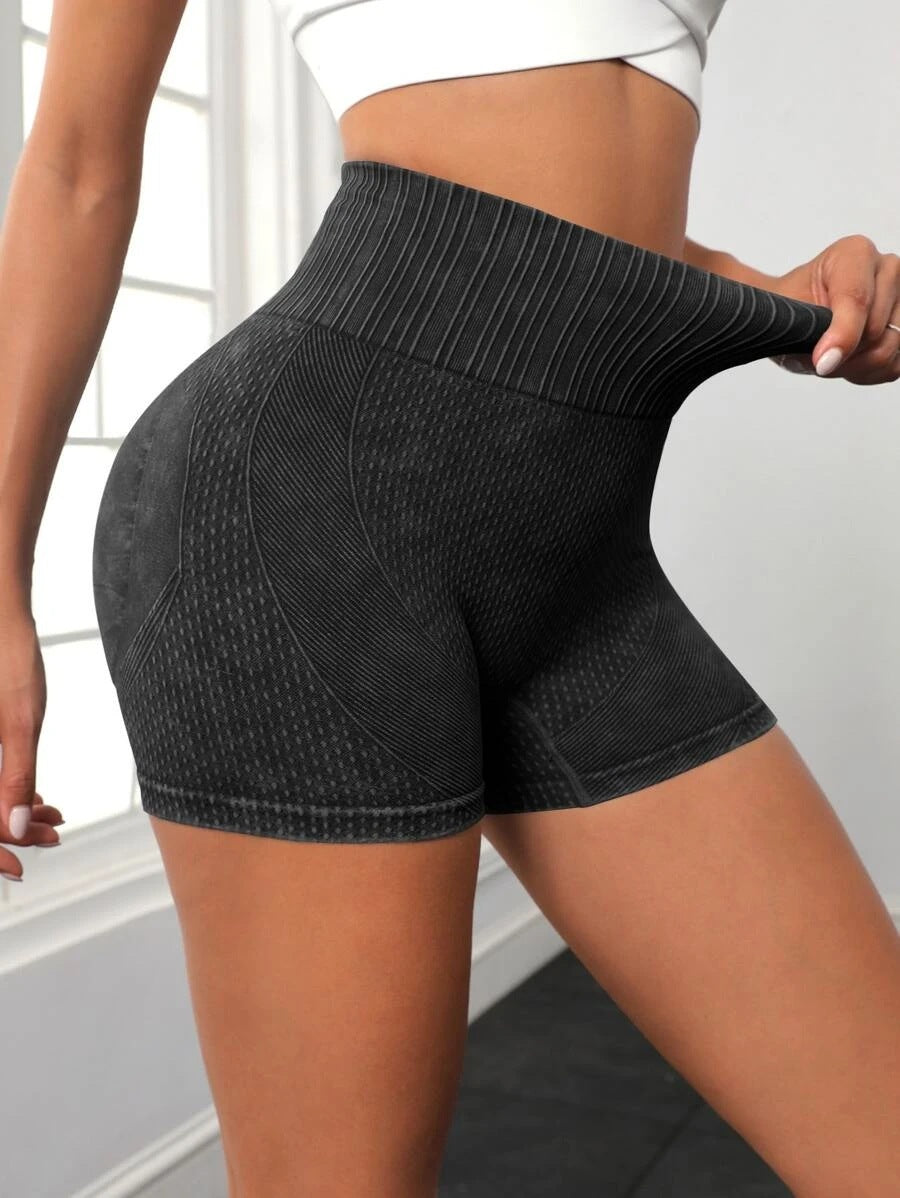 High-waisted Hip-lifting Fitness Pants Solid Color Quick-drying Tight Running Sports Yoga Shorts Women