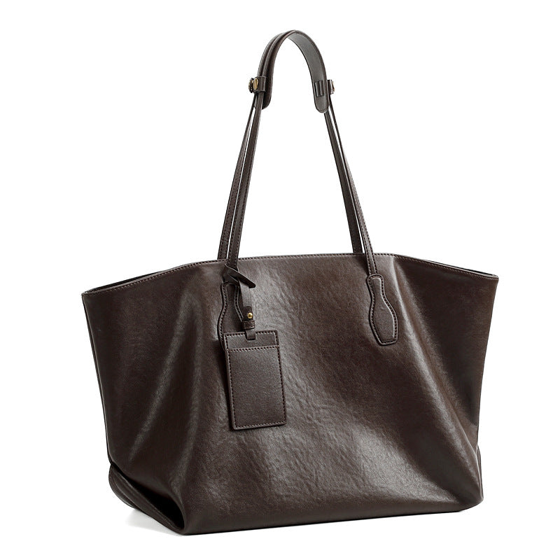 Top-layer Vegetable-tanned Leather Niche Large-capacity Tote Bag