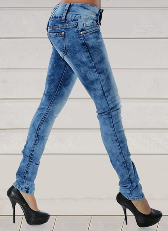 Women's Simple Stretch Slim-fit Blue Washed Jeans