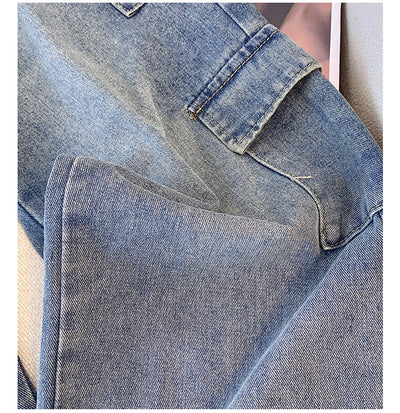 Plus-size Womens Workwear High-waist Straight-leg Denim Jeans