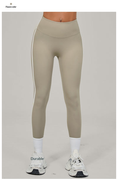 European And American-style High-waisted Yoga Pants With Invisible Pleats