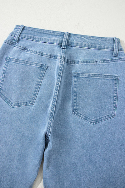 European And American Leisure Versatile High Waist Zipper Jeans