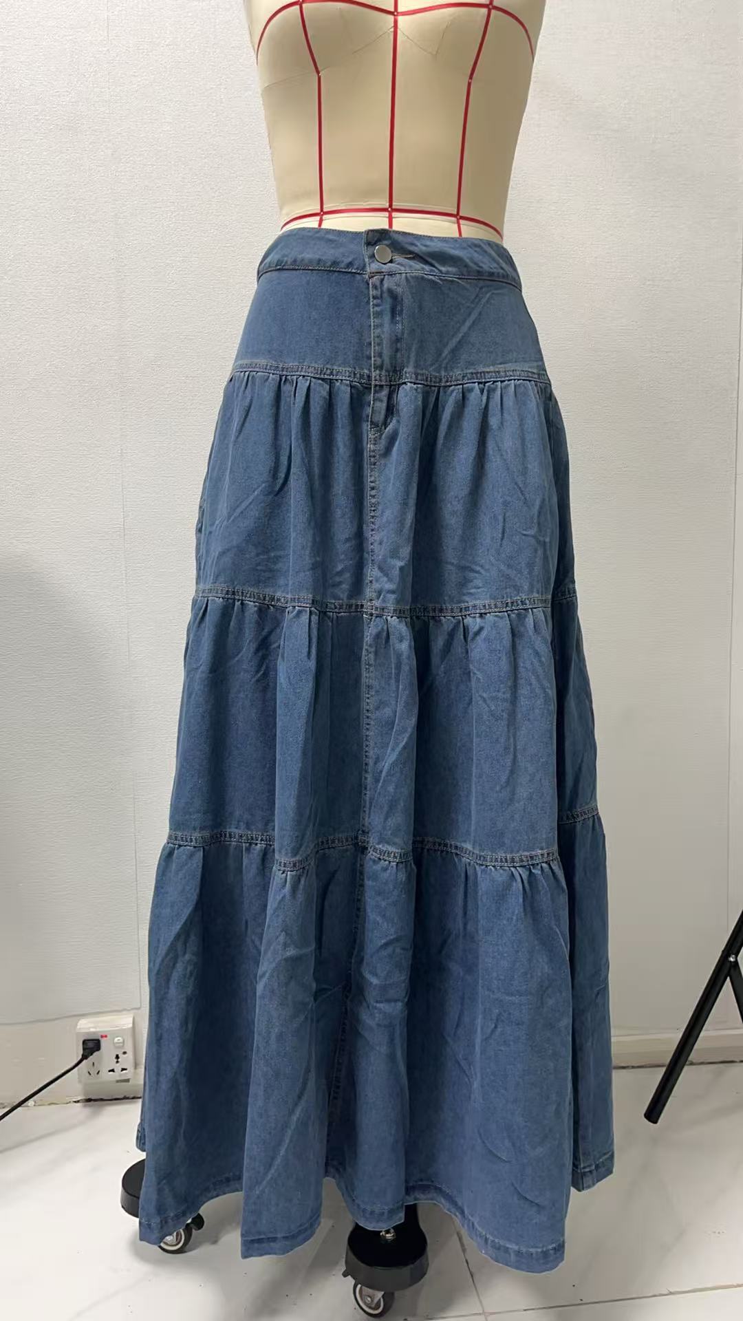 Low Waist Distressed Vacation Style Cake All-matching Jeans Skirt