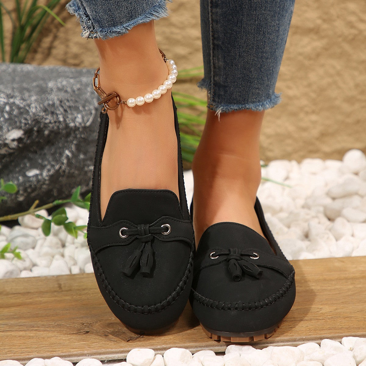 Women's Round Head Loafers Fashion Non-slip Soft Comfortable Flats Shoes