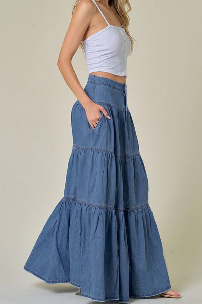 Low Waist Distressed Vacation Style Cake All-matching Jeans Skirt