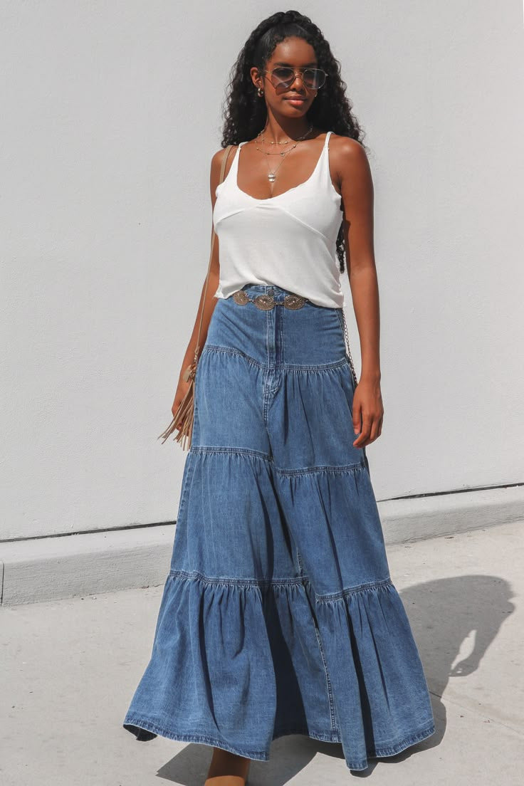 Low Waist Distressed Vacation Style Cake All-matching Jeans Skirt