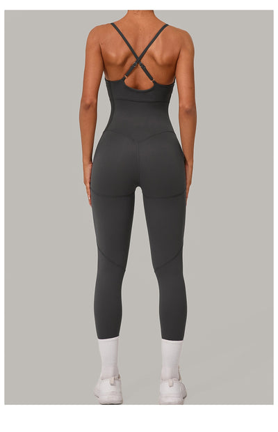 Women's Solid Color Casual Cross Back Summer Jumpsuit