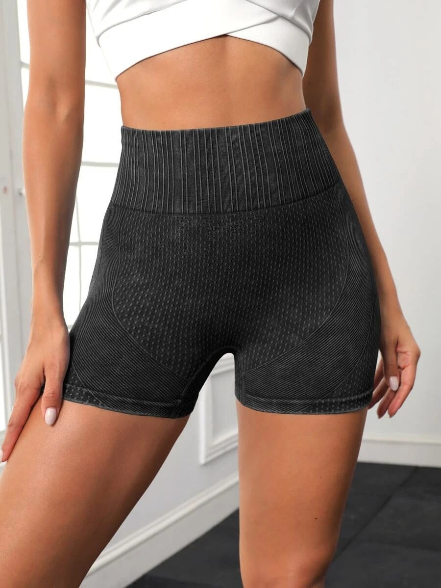 High-waisted Hip-lifting Fitness Pants Solid Color Quick-drying Tight Running Sports Yoga Shorts Women