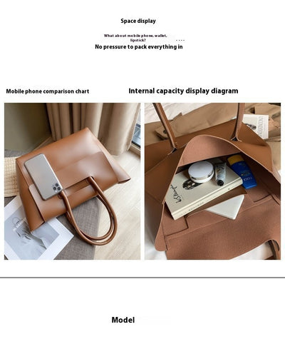 Fashion Women Shoulder Bags Large Capacity Handbags Simple Retro Tote Bags Solid Color Famous Brand High Quality Bags
