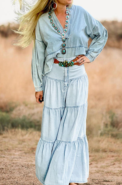 Low Waist Distressed Vacation Style Cake All-matching Jeans Skirt