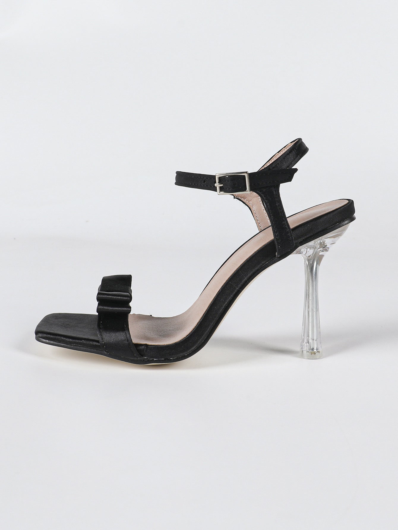 Plus-size European And American-style Open-toe High Heels With A Bow And Side Cutouts For Women