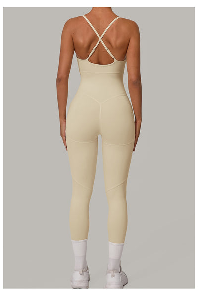 Women's Solid Color Casual Cross Back Summer Jumpsuit
