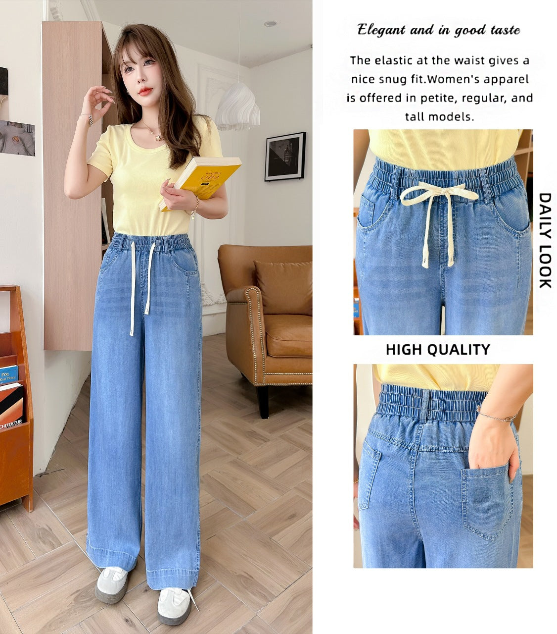 New Arrival Summer Thin Stretch Straight Elastic Denim Jeans In Lyocell Tencel