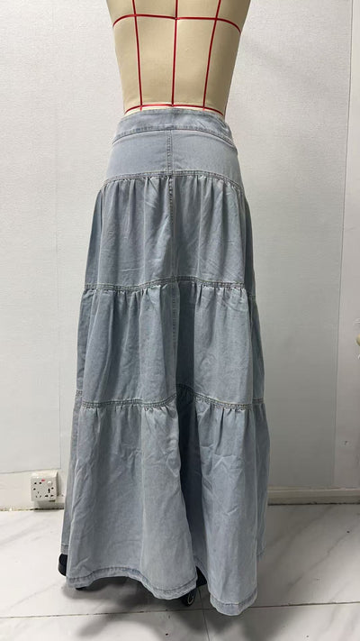 Low Waist Distressed Vacation Style Cake All-matching Jeans Skirt
