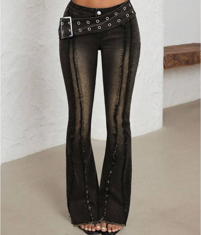 Women's Fashionable Low Waist Flared Jeans