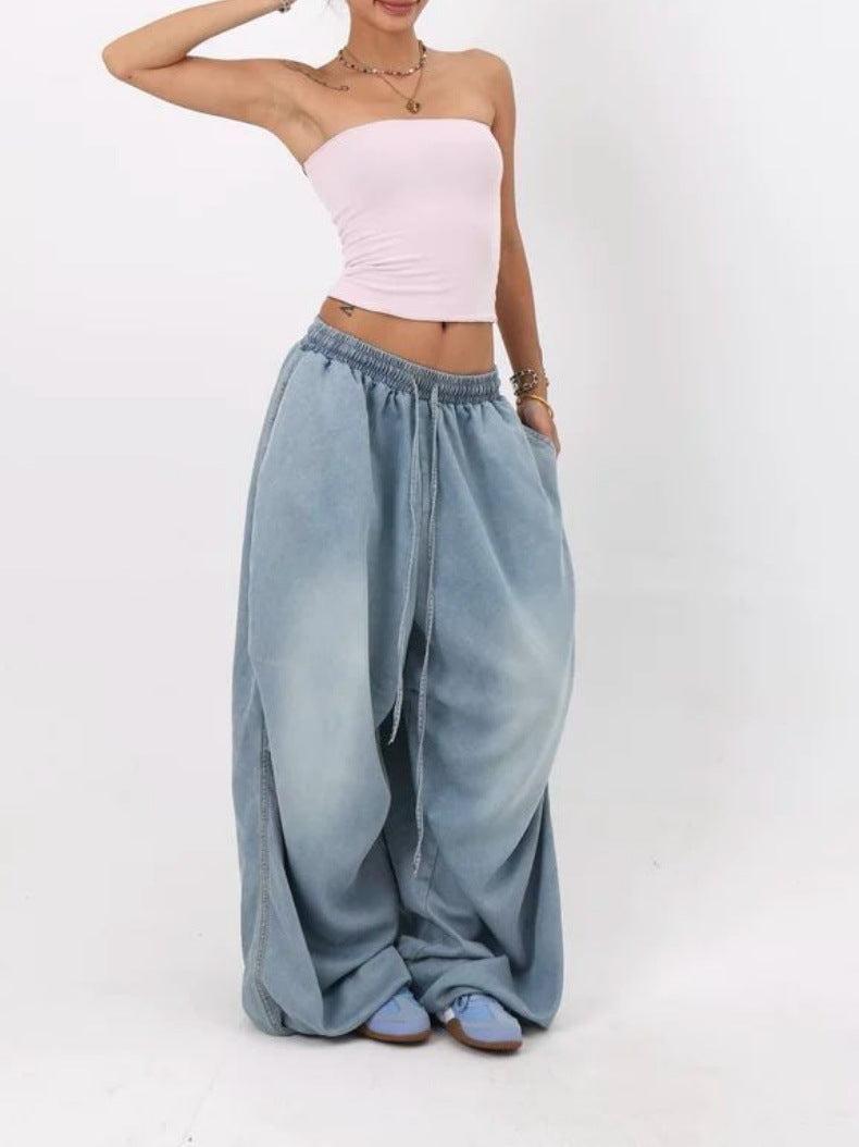 Retro High Street Wide Leg Loose Jeans